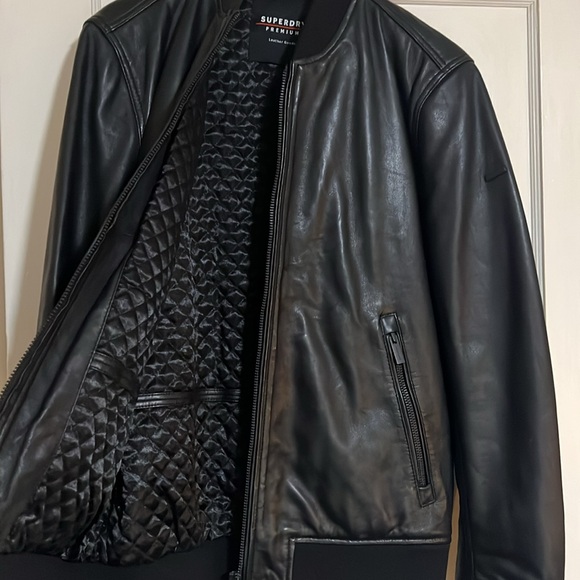 Superdry Leather Flight Bomber Jacket - Picture 4 of 5